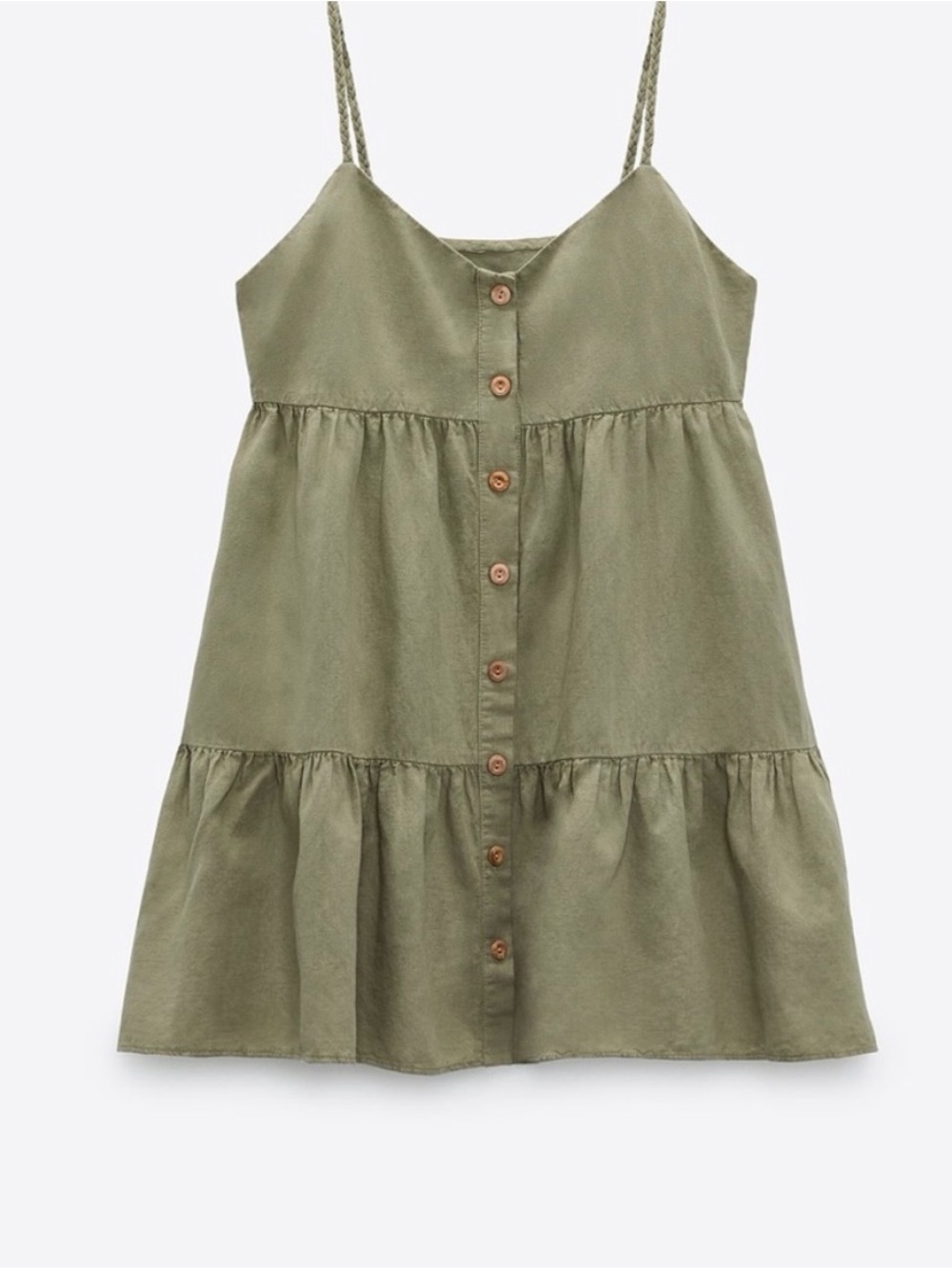 Zara Olive Green Empire Cami Dress Size XS - Picture 2 of 9